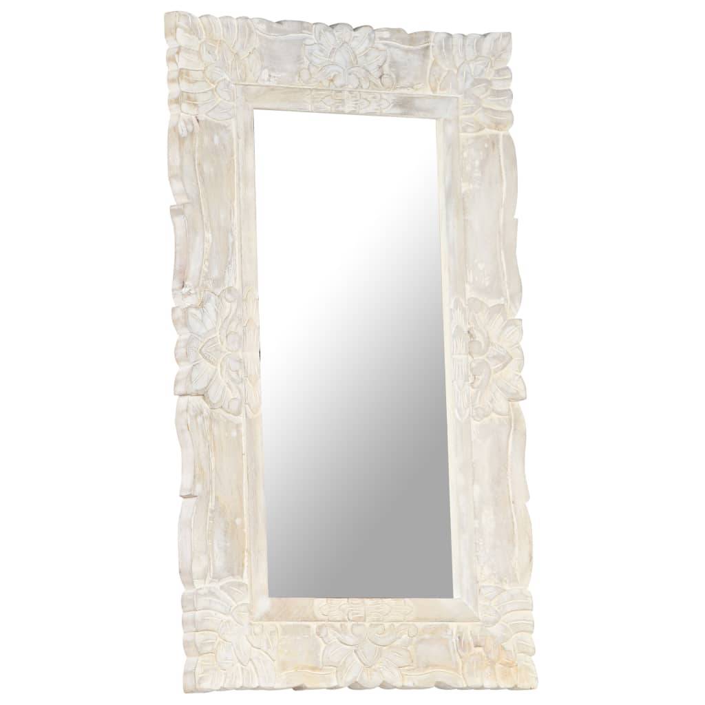 vidaXL Spiegel Weiß 80x50 cm Mango Massivholz