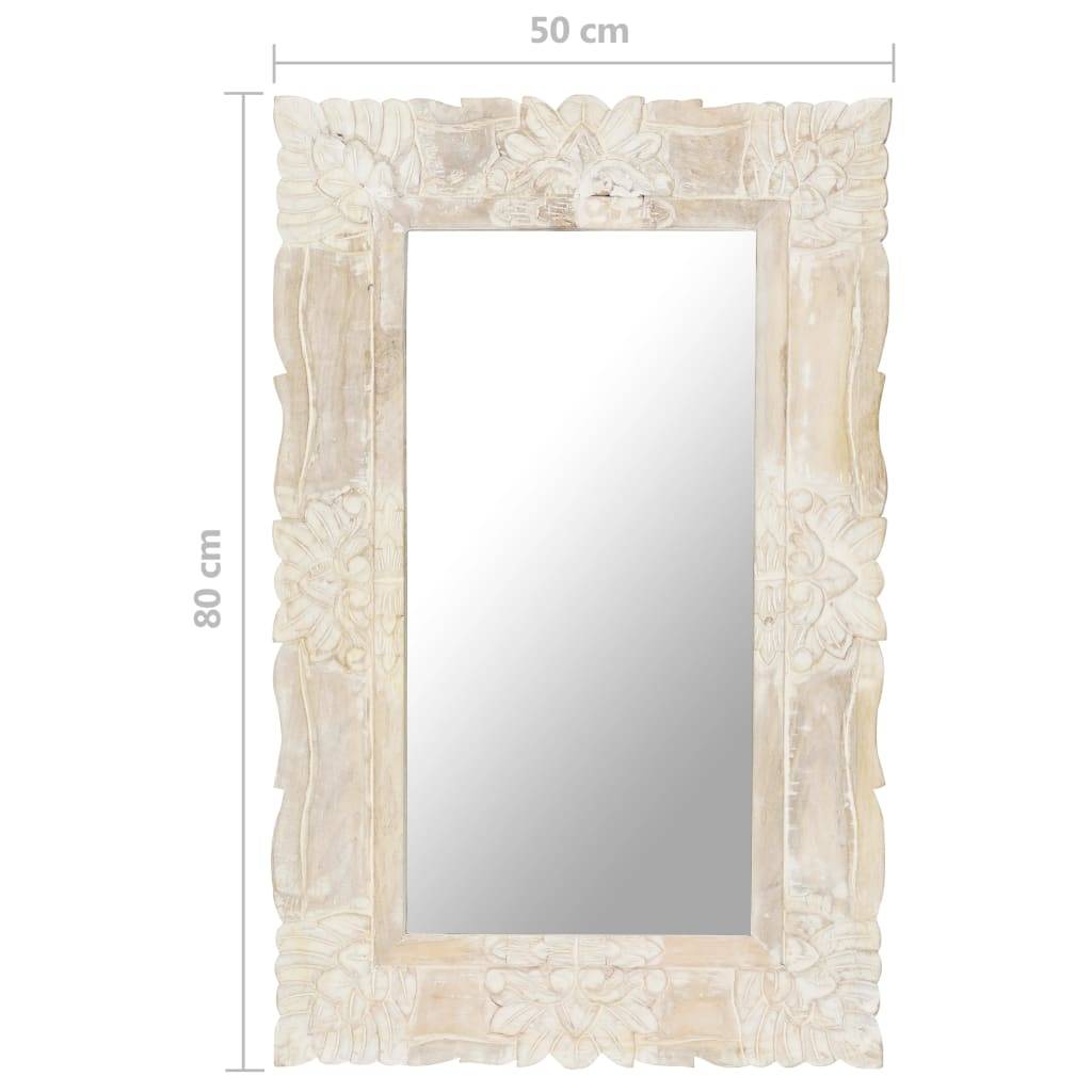 vidaXL Spiegel Weiß 80x50 cm Mango Massivholz