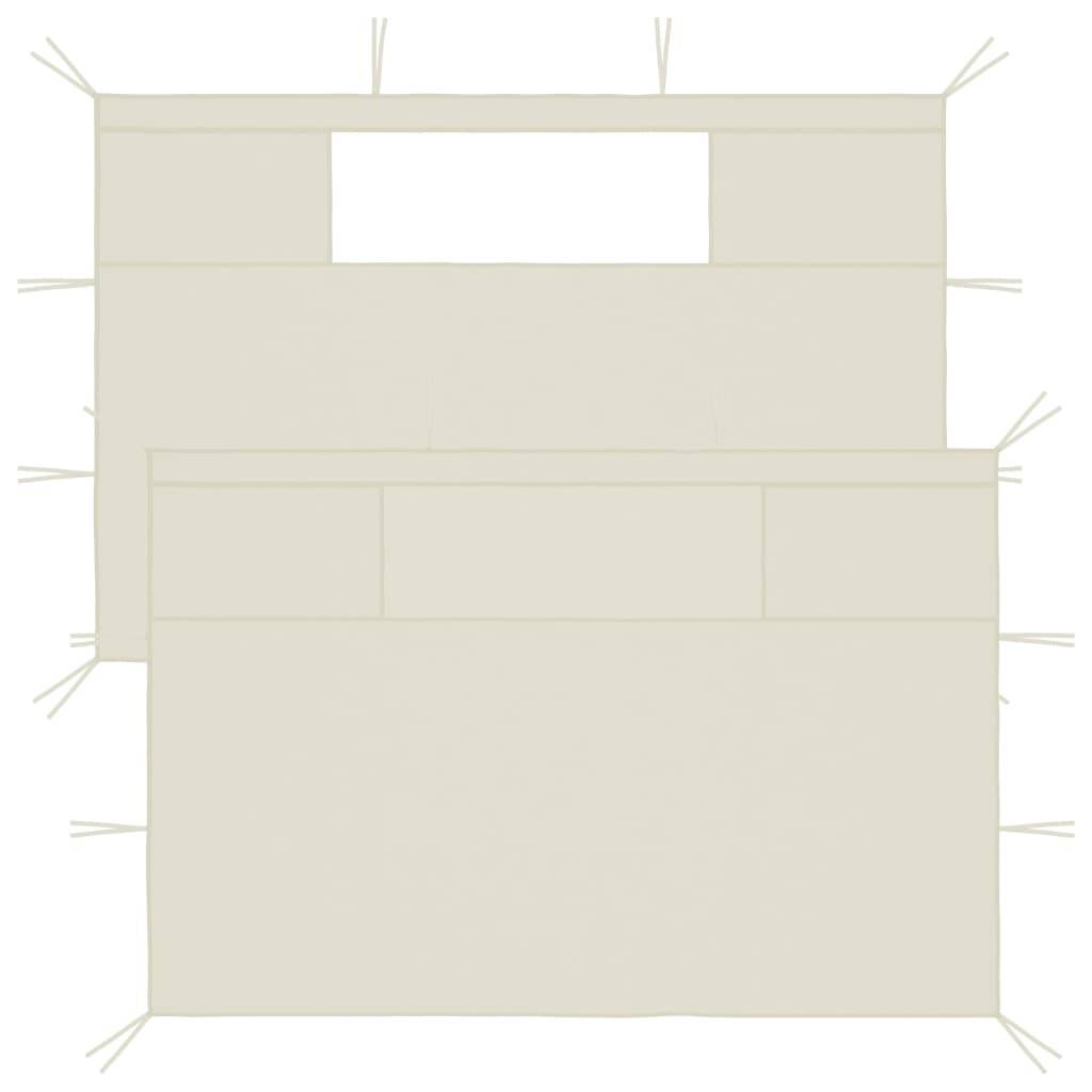vidaXL Pavillon-Seitenwände mit Fenstern 2 Stk. Creme