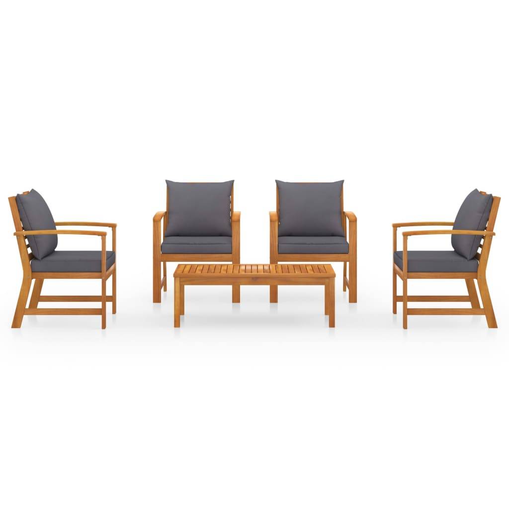 vidaXL 5-tlg. Garten-Lounge-Set mit Auflagen Massivholz Akazie