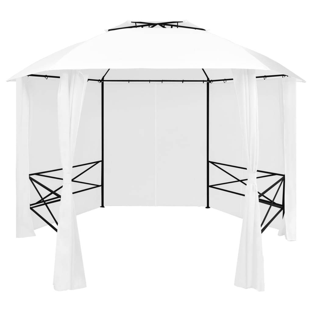 vidaXL Gartenzelt mit Vorhängen 360x312x265 cm Weiß 180 g/m²