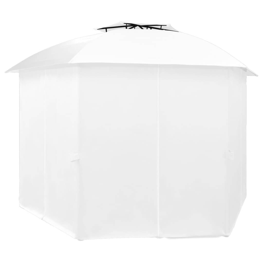 vidaXL Gartenzelt mit Vorhängen 360x312x265 cm Weiß 180 g/m²
