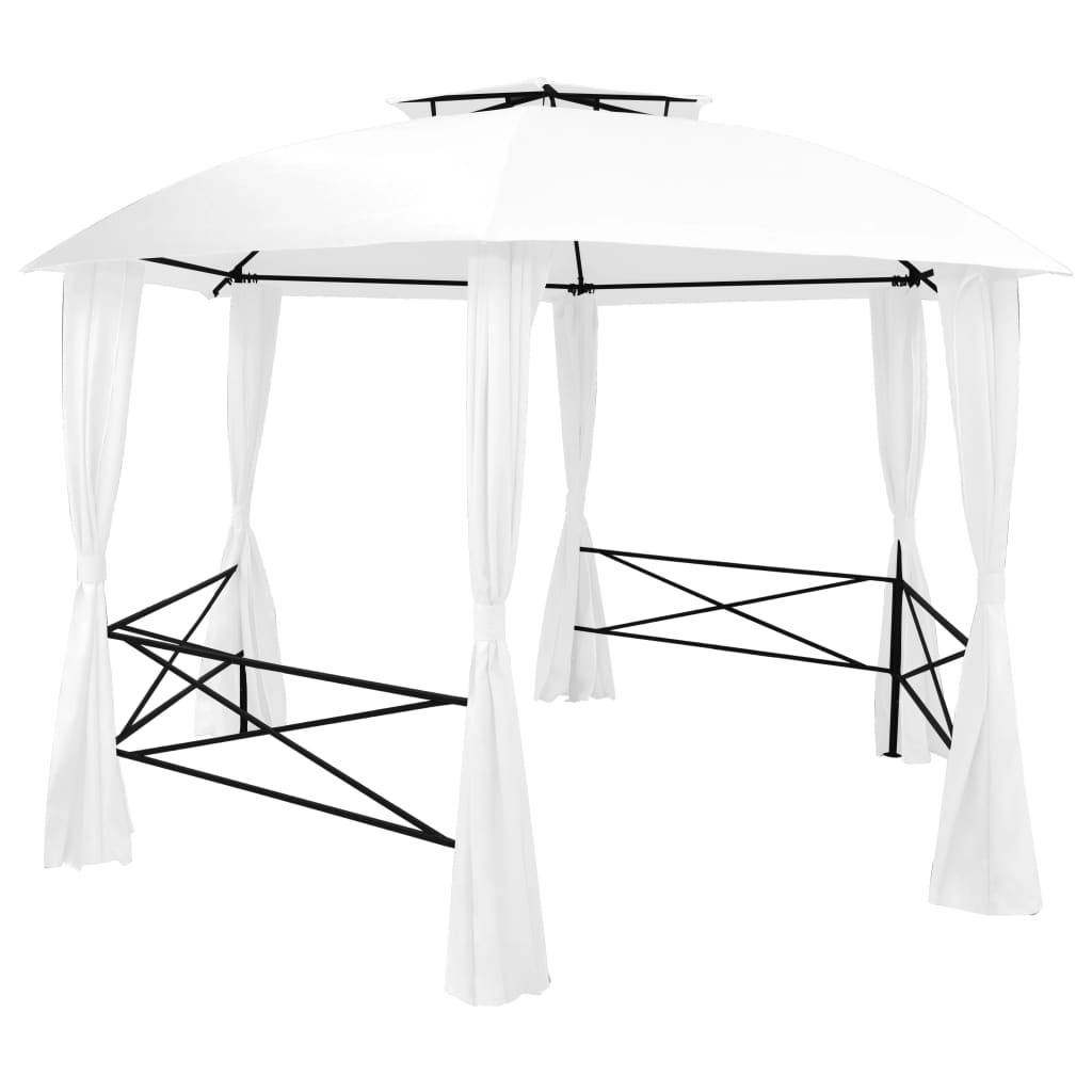 vidaXL Gartenzelt mit Vorhängen 360x312x265 cm Weiß 180 g/m²