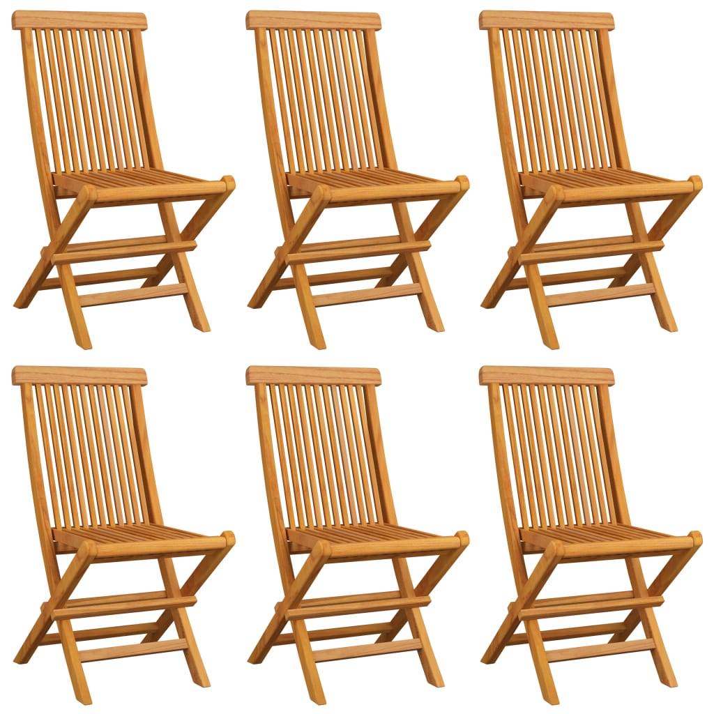 vidaXL Gartenstühle mit Anthrazit Kissen 6 Stk. Massivholz Teak