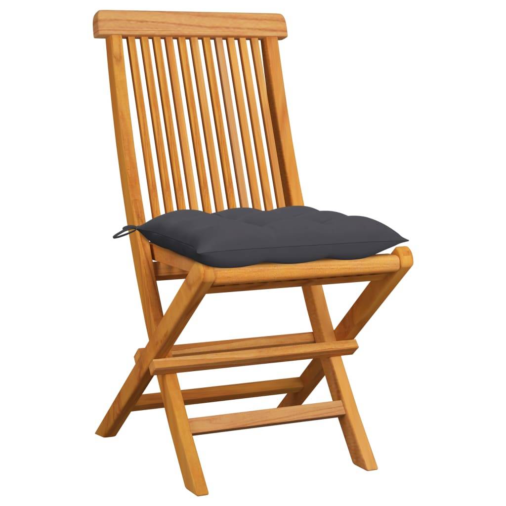 vidaXL Gartenstühle mit Anthrazit Kissen 6 Stk. Massivholz Teak