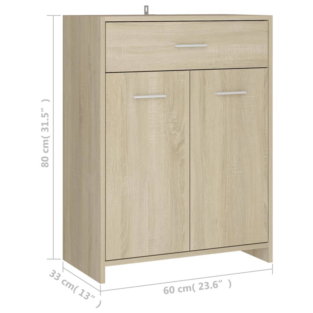 vidaXL Badezimmerschrank Sonoma-Eiche 60x33x80 cm Holzwerkstoff