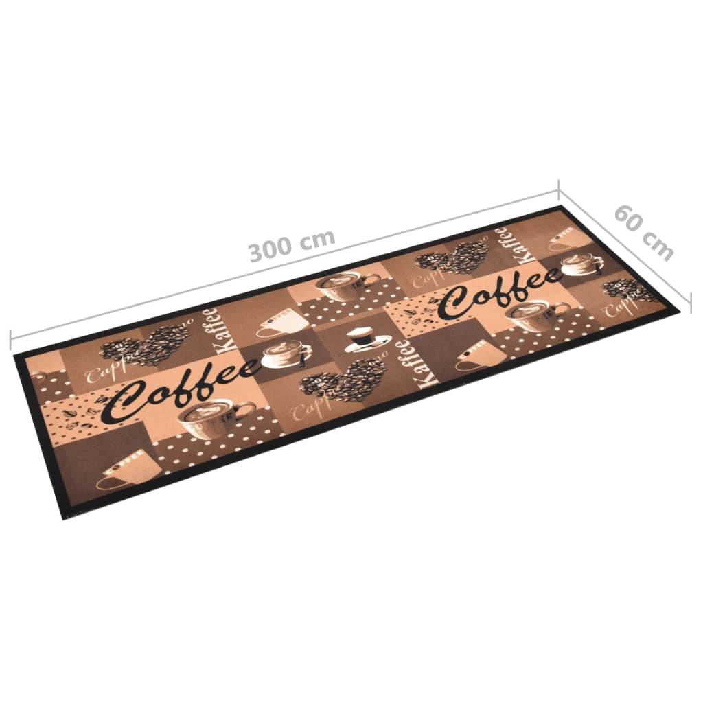 vidaXL Küchenteppich Waschbar Kaffee Braun 60x300 cm