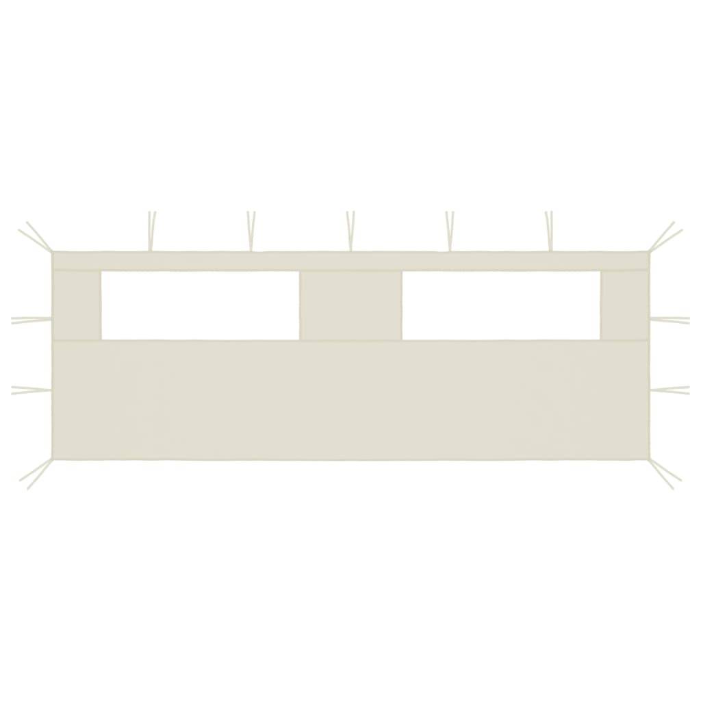 vidaXL Pavillon-Seitenwand mit Fenstern 6x2 m Creme