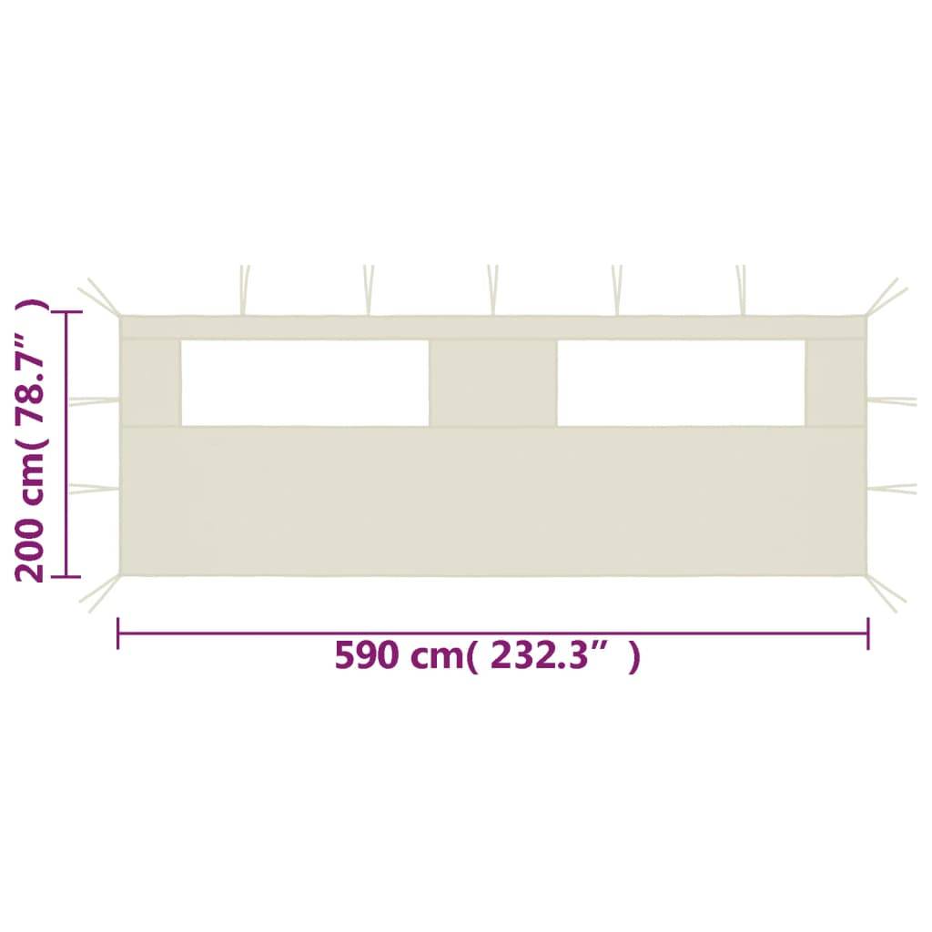 vidaXL Pavillon-Seitenwand mit Fenstern 6x2 m Creme