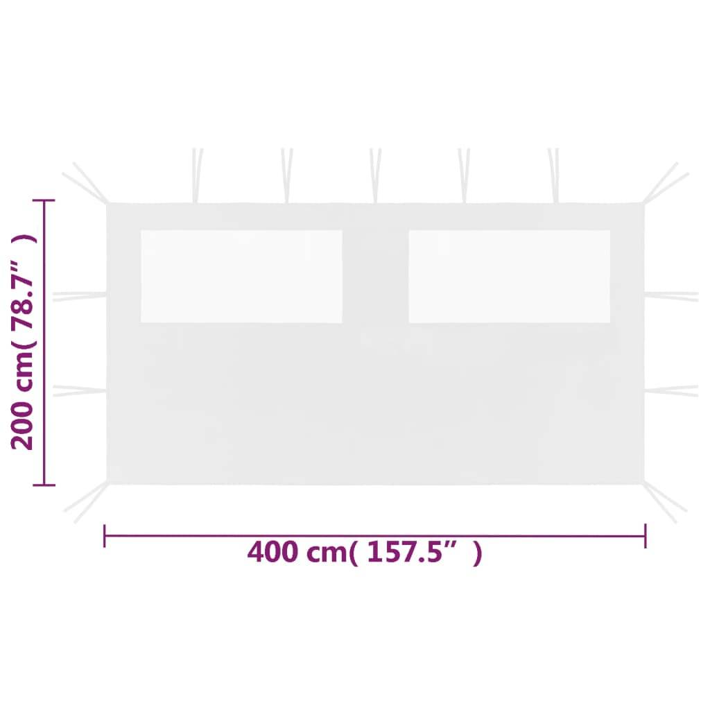 vidaXL Pavillon-Seitenwand mit Fenstern 4x2 m Weiß