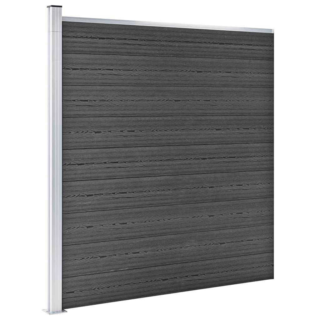 vidaXL Zaunelement Set WPC 353x186 cm Schwarz