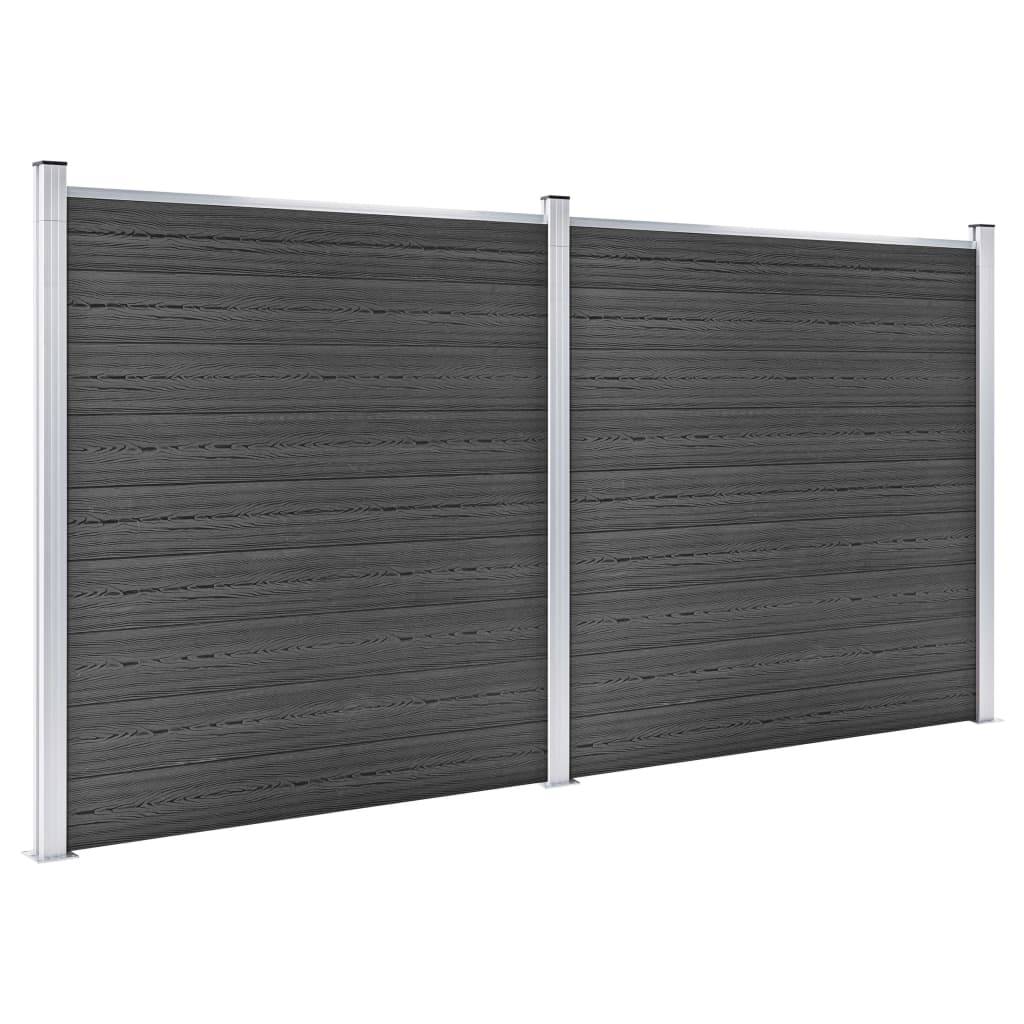 vidaXL Zaunelement Set WPC 353x186 cm Schwarz