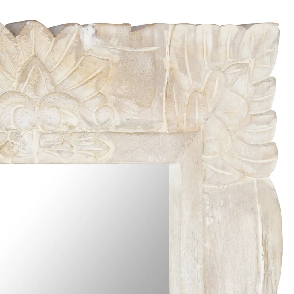 vidaXL Spiegel Weiß 110x50 cm Mango Massivholz