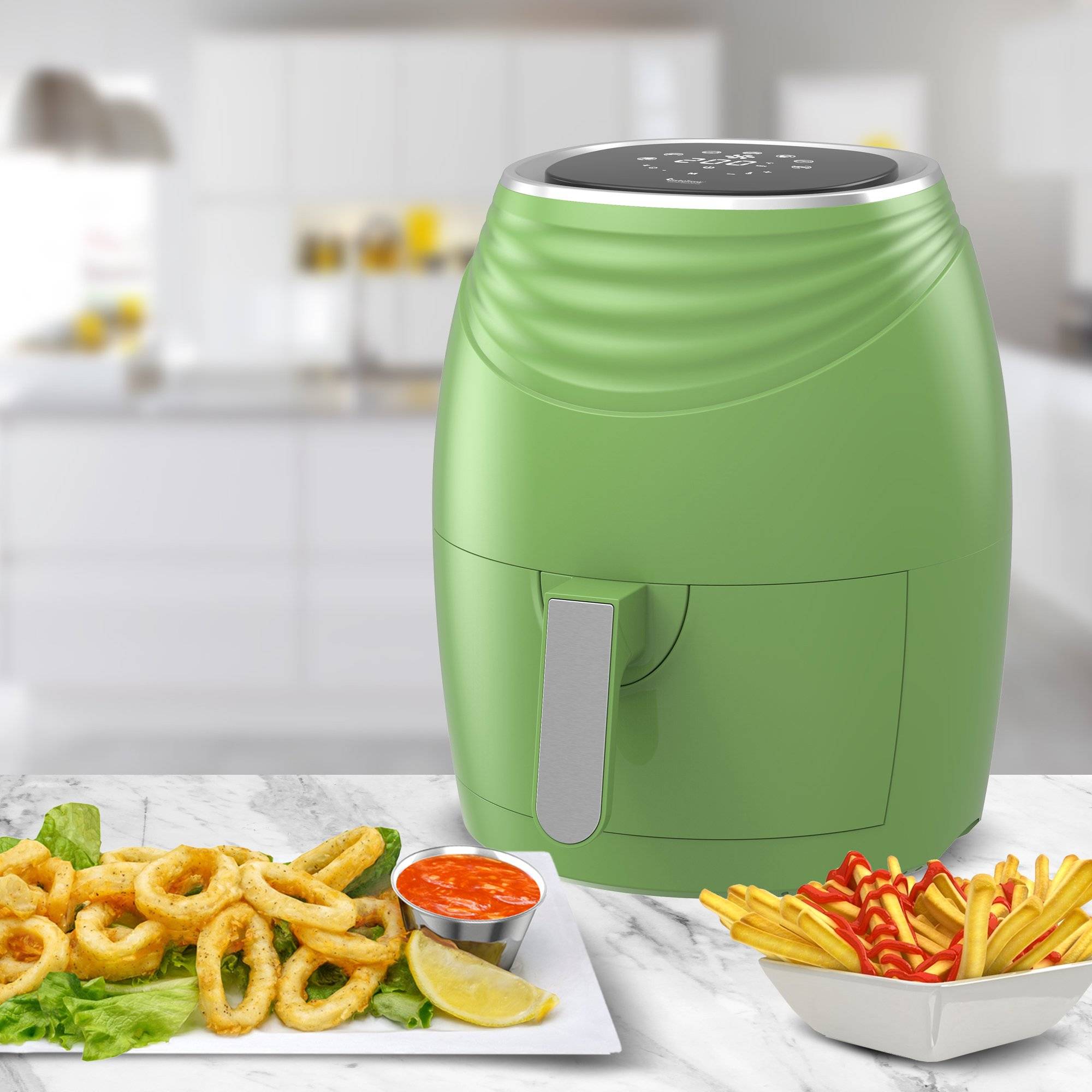 Heissluftfritteuse Retro 3,5L - AF11D digitale Heißluftfritteuse 7 Prog. Airfryer Fritteuse ohne Fett Öl 50°C 200°C Luftfritteuse Friteuse Power
