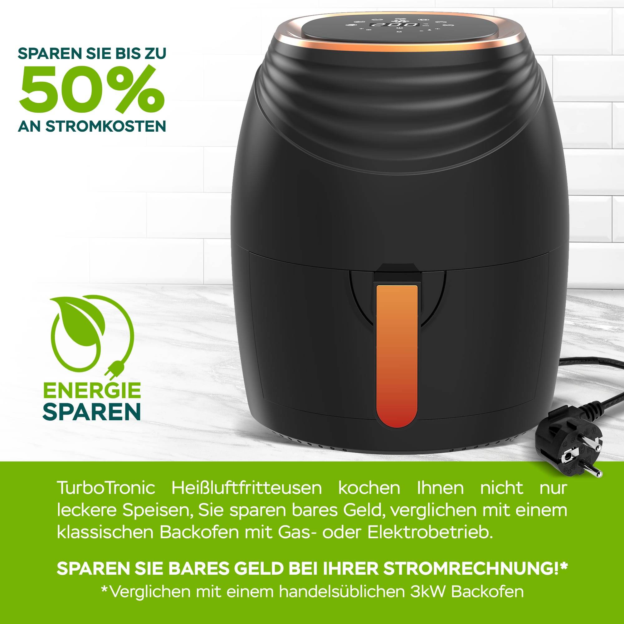 Heissluftfritteuse Retro 3,5L - AF11D digitale Heißluftfritteuse 7 Prog. Airfryer Fritteuse ohne Fett Öl 50°C 200°C Luftfritteuse Friteuse Power