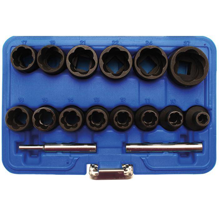 Steckschlüsseleinsätze - Spezialausführung - 8 mm-27 mm - 1/2" Antrieb - 16-tlg.