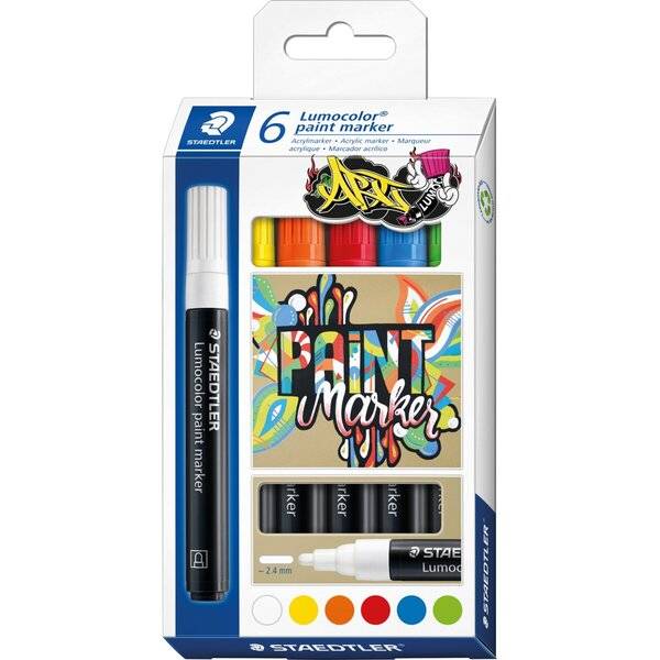 Acrylmarker Lumocolor 6 Stück