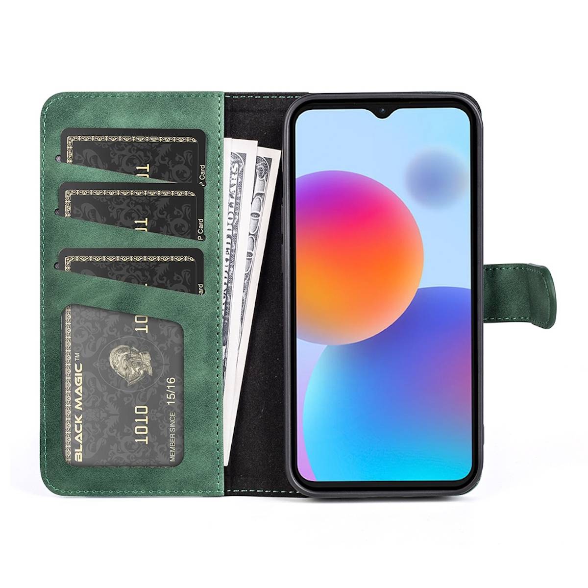 Für ZTE Blade A52 Design Handy Tasche Wallet Premium Grün Schutz Hülle Case Cover Etuis Neu Zubehör