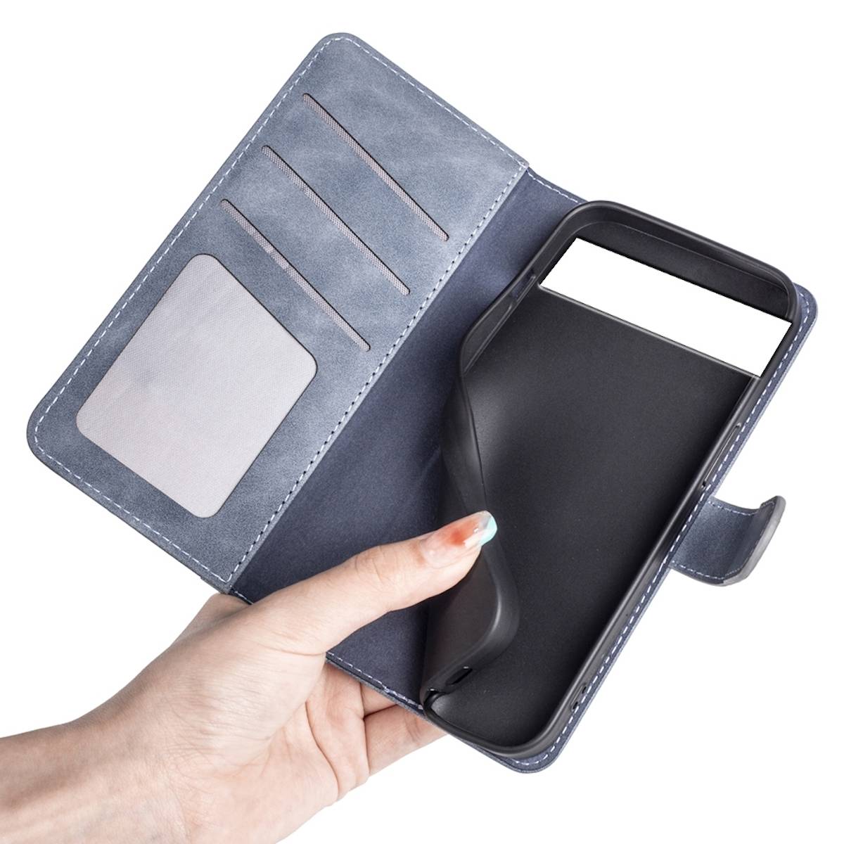 Für Google Pixel 7 Pro Design Handy Tasche Wallet Premium Blau Schutz Hülle Case Cover Etuis Neu Zubehör