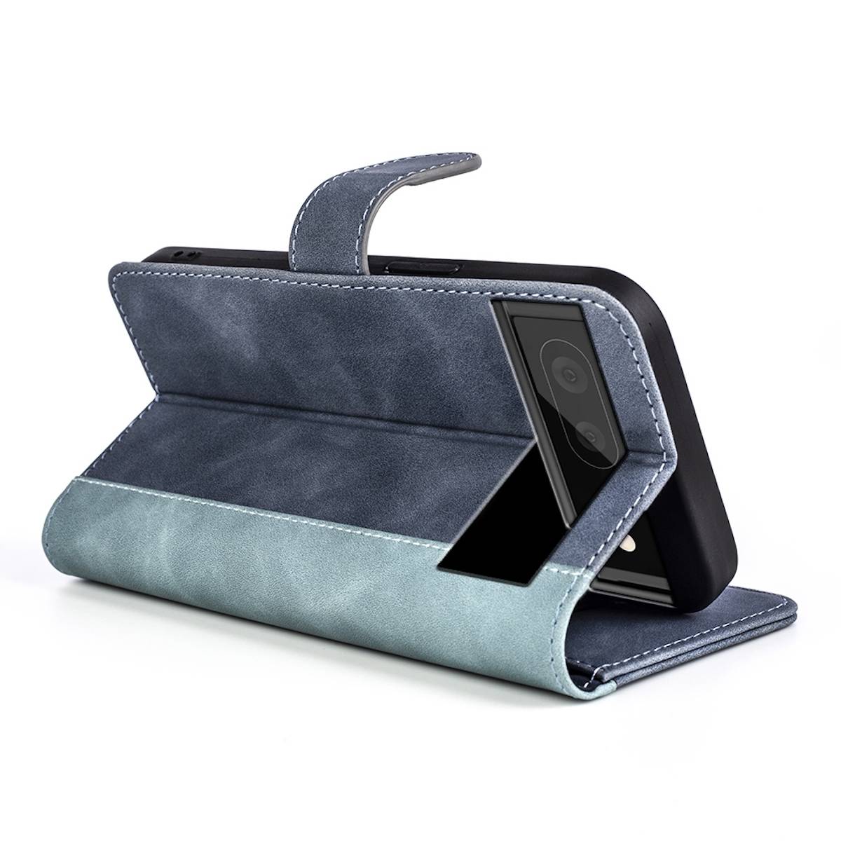 Für Google Pixel 7 Pro Design Handy Tasche Wallet Premium Blau Schutz Hülle Case Cover Etuis Neu Zubehör