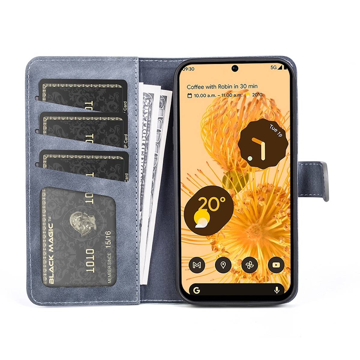 Für Google Pixel 7 Pro Design Handy Tasche Wallet Premium Blau Schutz Hülle Case Cover Etuis Neu Zubehör