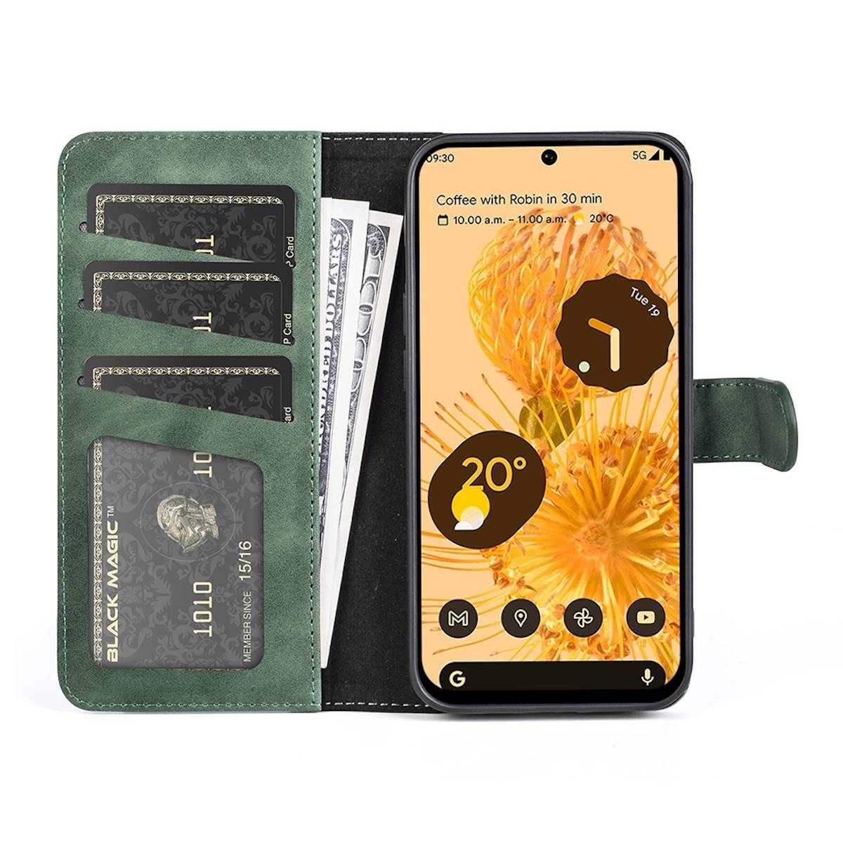 Für Google Pixel 7 Pro Design Handy Tasche Wallet Premium Grün Schutz Hülle Case Cover Etuis Neu Zubehör
