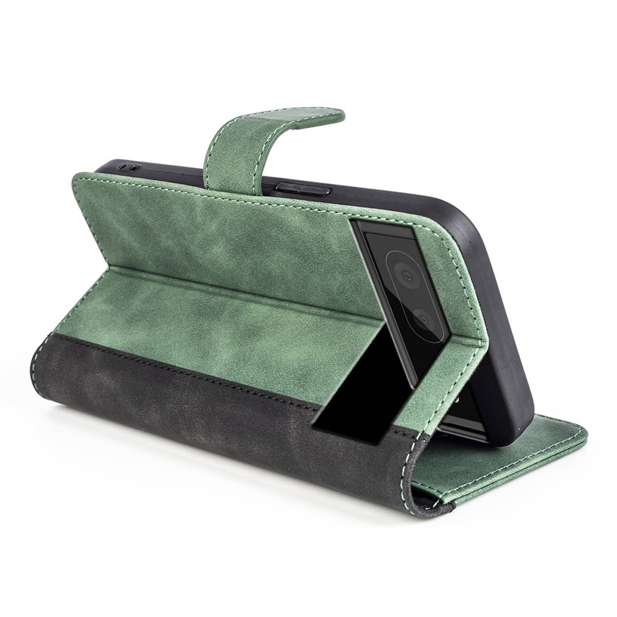 Für Google Pixel 7 Pro Design Handy Tasche Wallet Premium Grün Schutz Hülle Case Cover Etuis Neu Zubehör