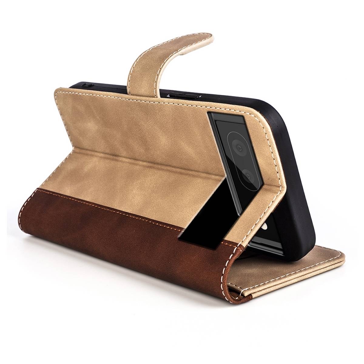 Für Google Pixel 7 Pro Design Handy Tasche Wallet Premium Braun Schutz Hülle Case Cover Etuis Neu Zubehör