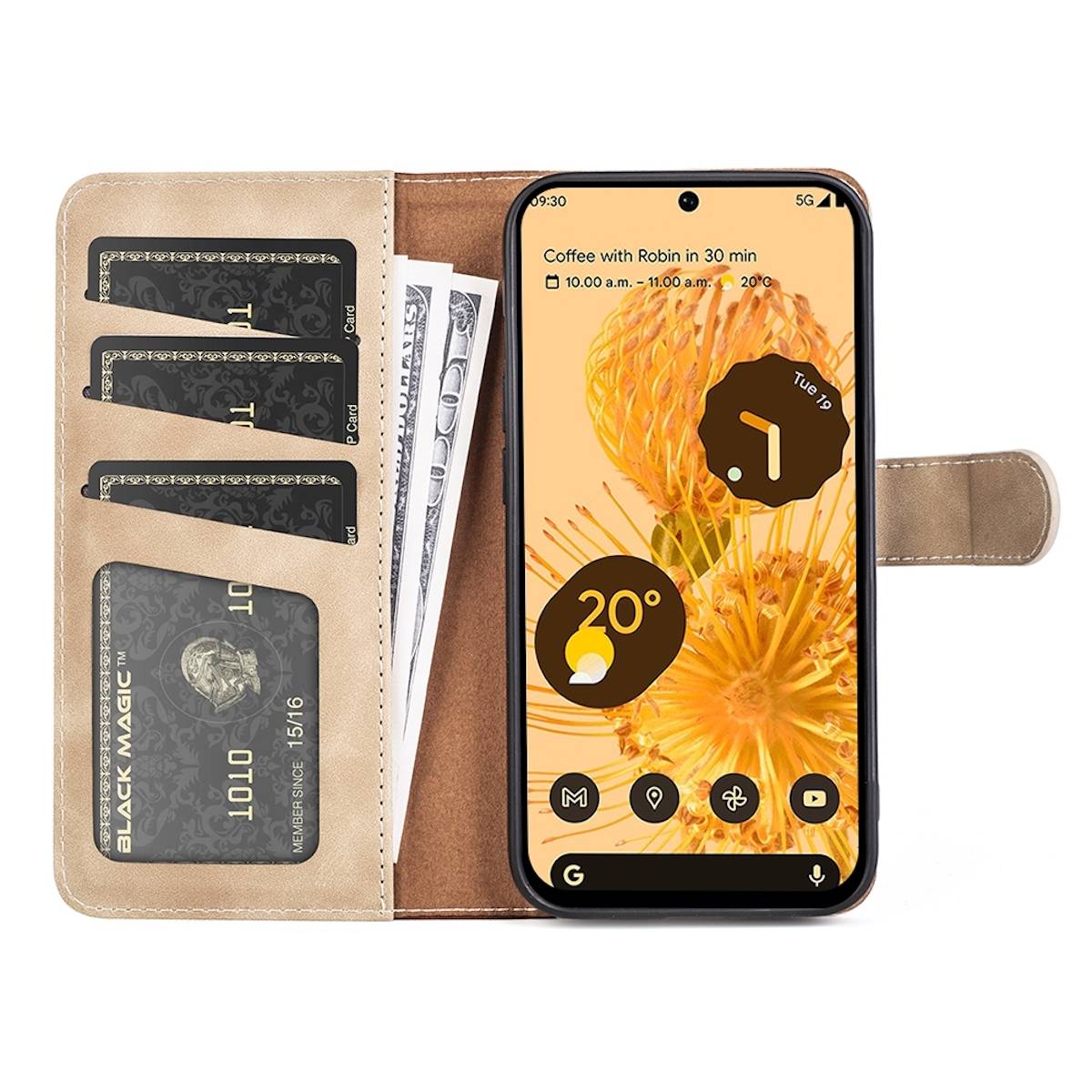 Für Google Pixel 7 Pro Design Handy Tasche Wallet Premium Braun Schutz Hülle Case Cover Etuis Neu Zubehör