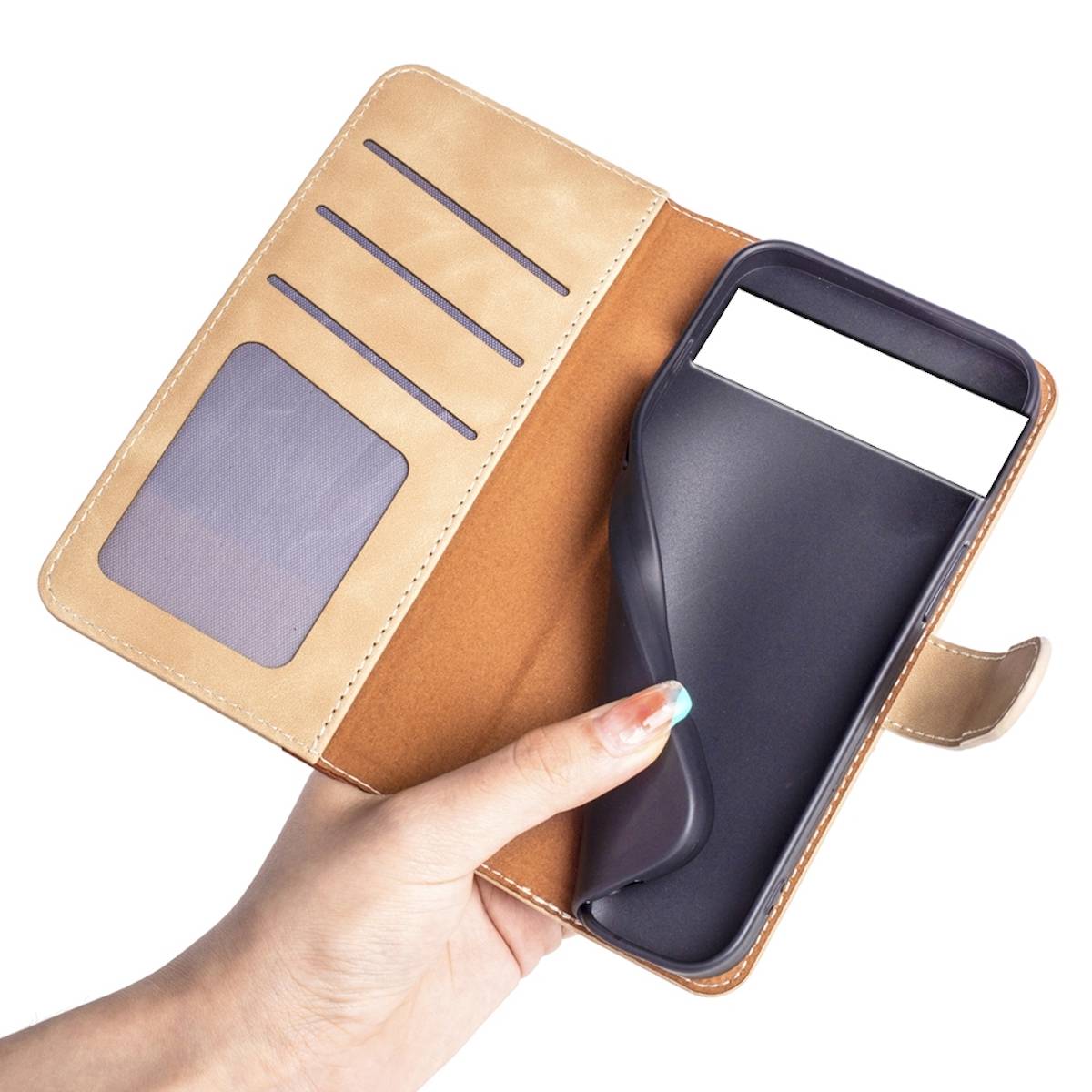 Für Google Pixel 7 Pro Design Handy Tasche Wallet Premium Braun Schutz Hülle Case Cover Etuis Neu Zubehör