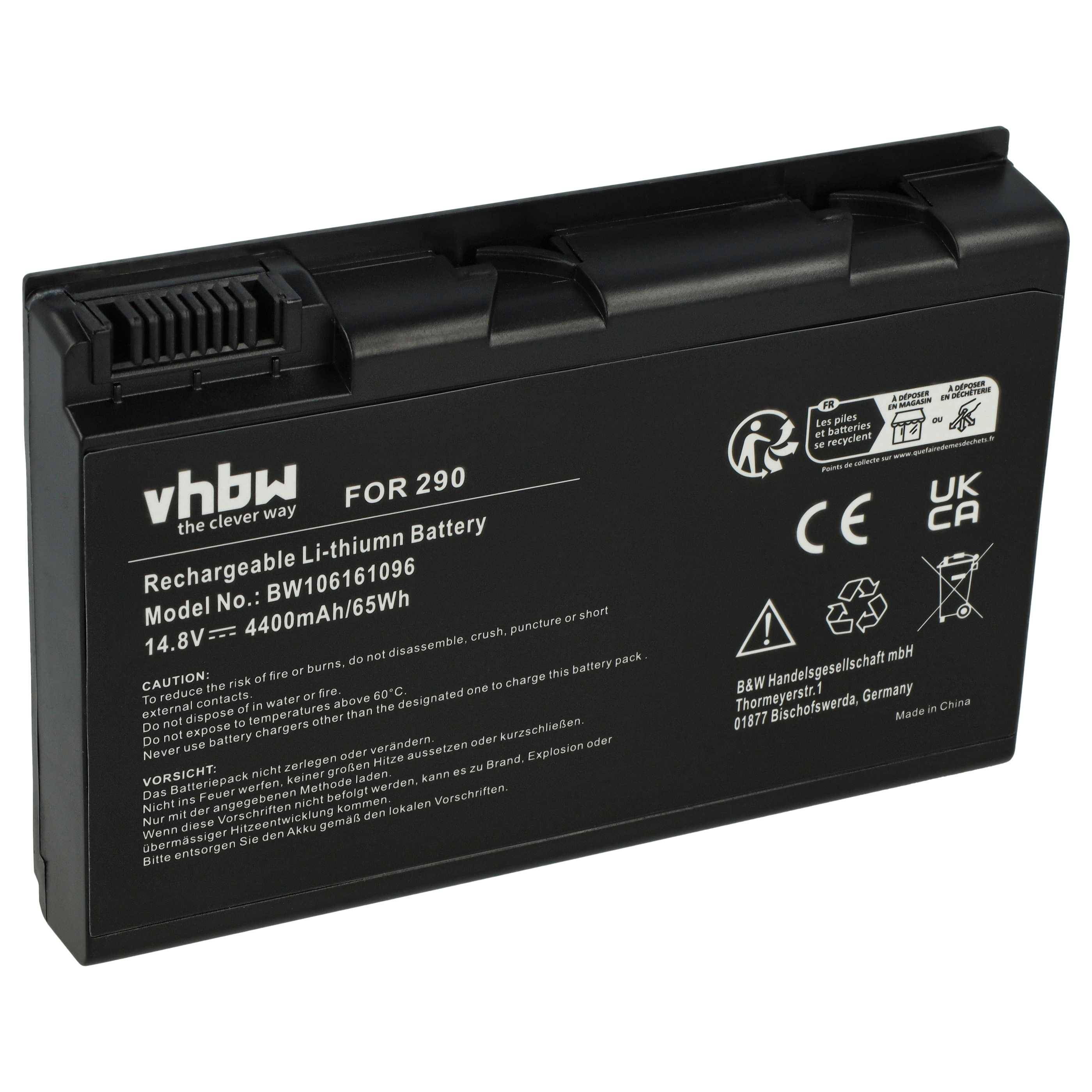 vhbw Akku kompatibel mit Acer Travelmate 4051, 4052, 4053, 4650, 4651, 4652, 4653, 4654, 4655 Notebook (4400mAh, 14,8V, Li-Ion)