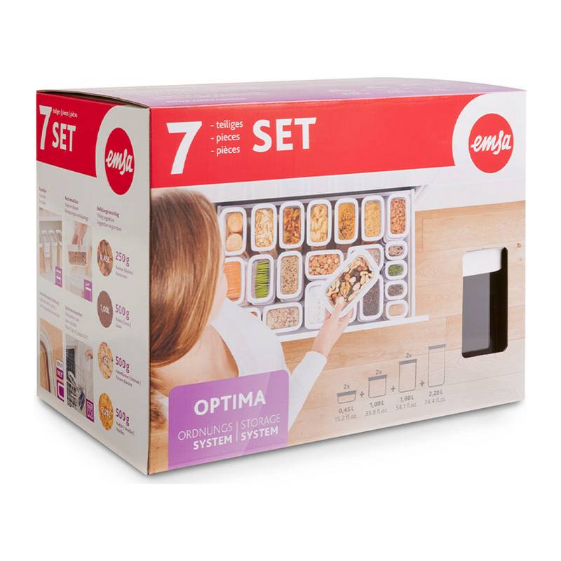 emsa Trockenvorratsdose OPTIMA, 7er Set, transparent-weiß