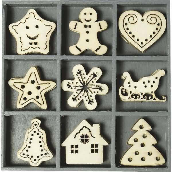 Holzornamentbox Sweet Xmas VE=45 Stück