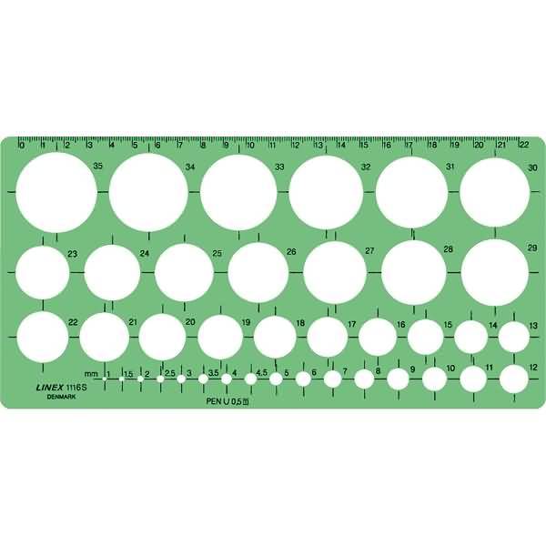 Kreis-Schablone 116S 1-35mm 32 Kreise grün