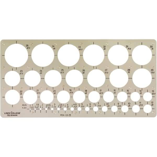 Kreis-Schablone COLL116 1-35mm 39 Kreise getönt