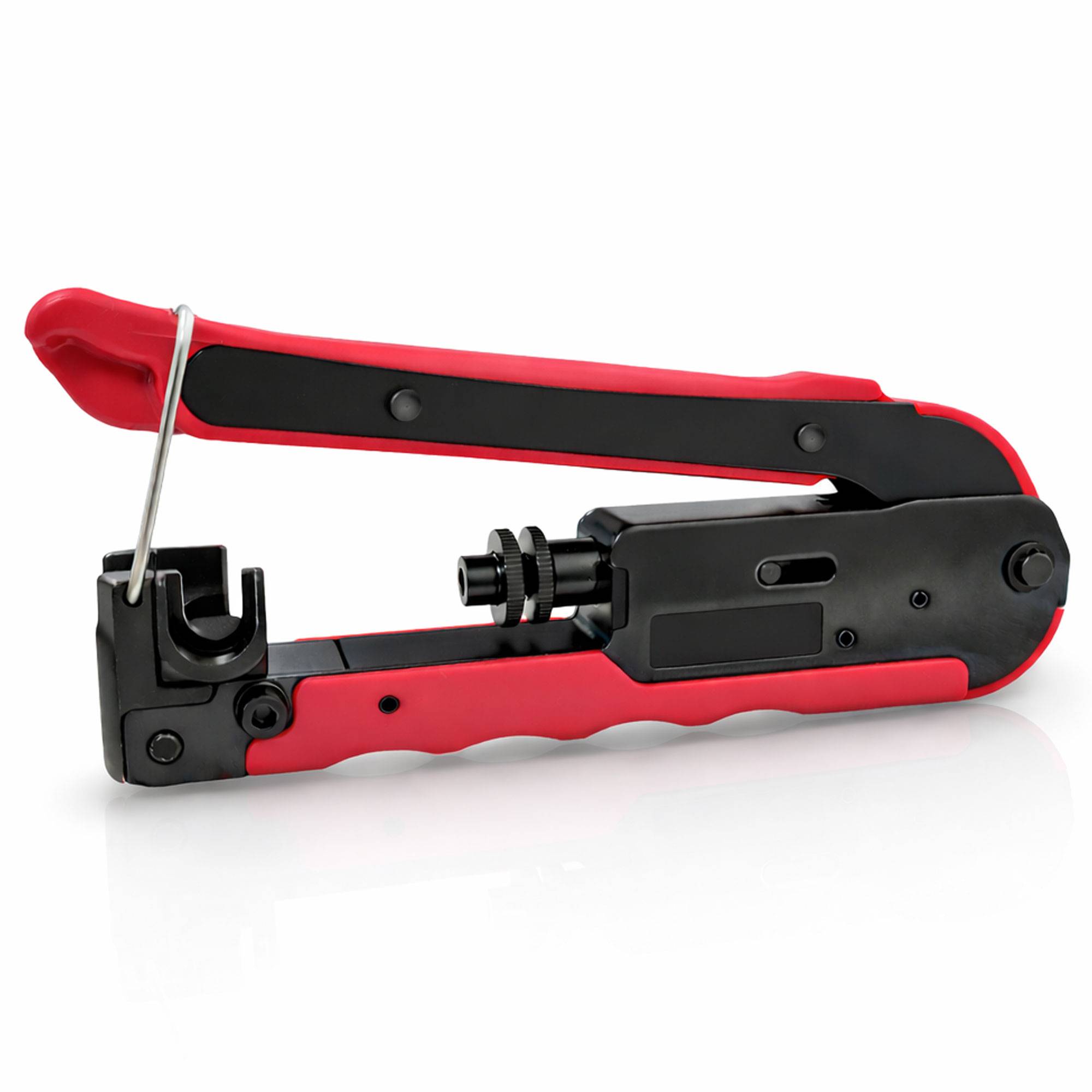 PremiumX Kompressionszange CT-200 für F-Stecker RG59 RG6 RG11 | Professionelle Presszange für Koaxialkabel SAT TV Antennenkabel | Metall Zange werkz