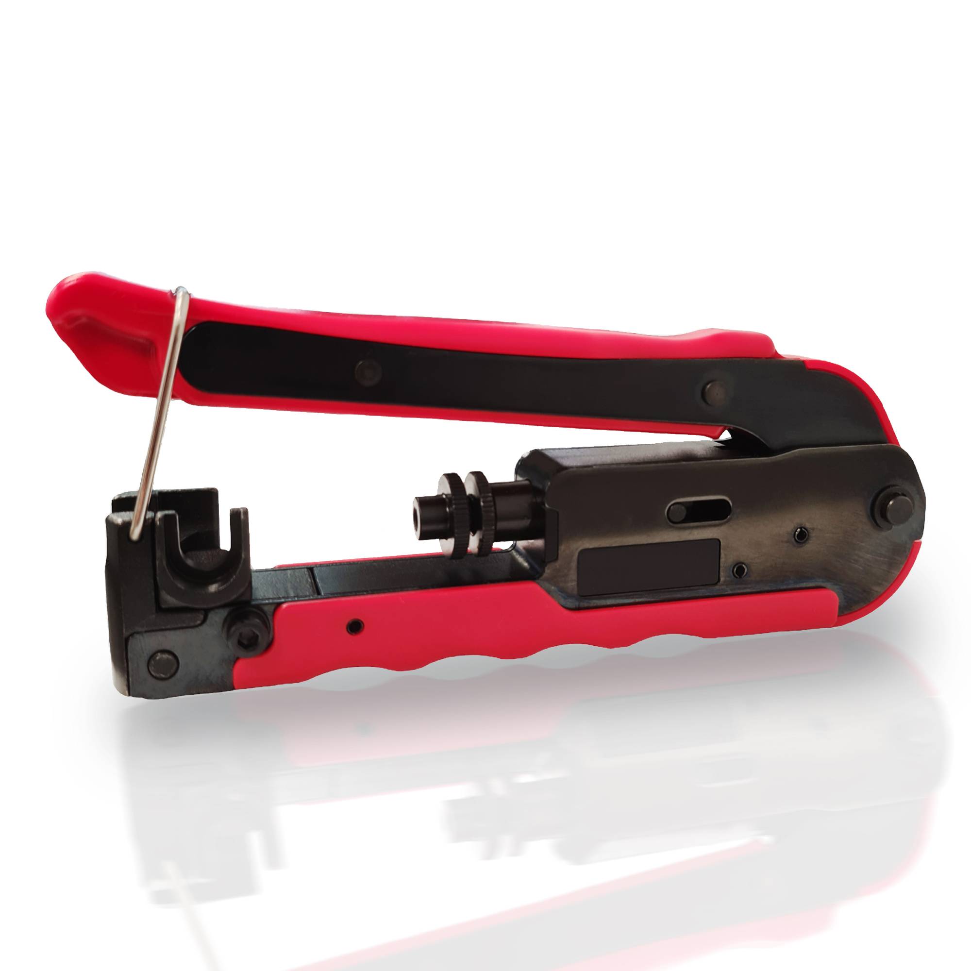 PremiumX Kompressionszange CT-200 für F-Stecker RG59 RG6 RG11 | Professionelle Presszange für Koaxialkabel SAT TV Antennenkabel | Metall Zange werkz