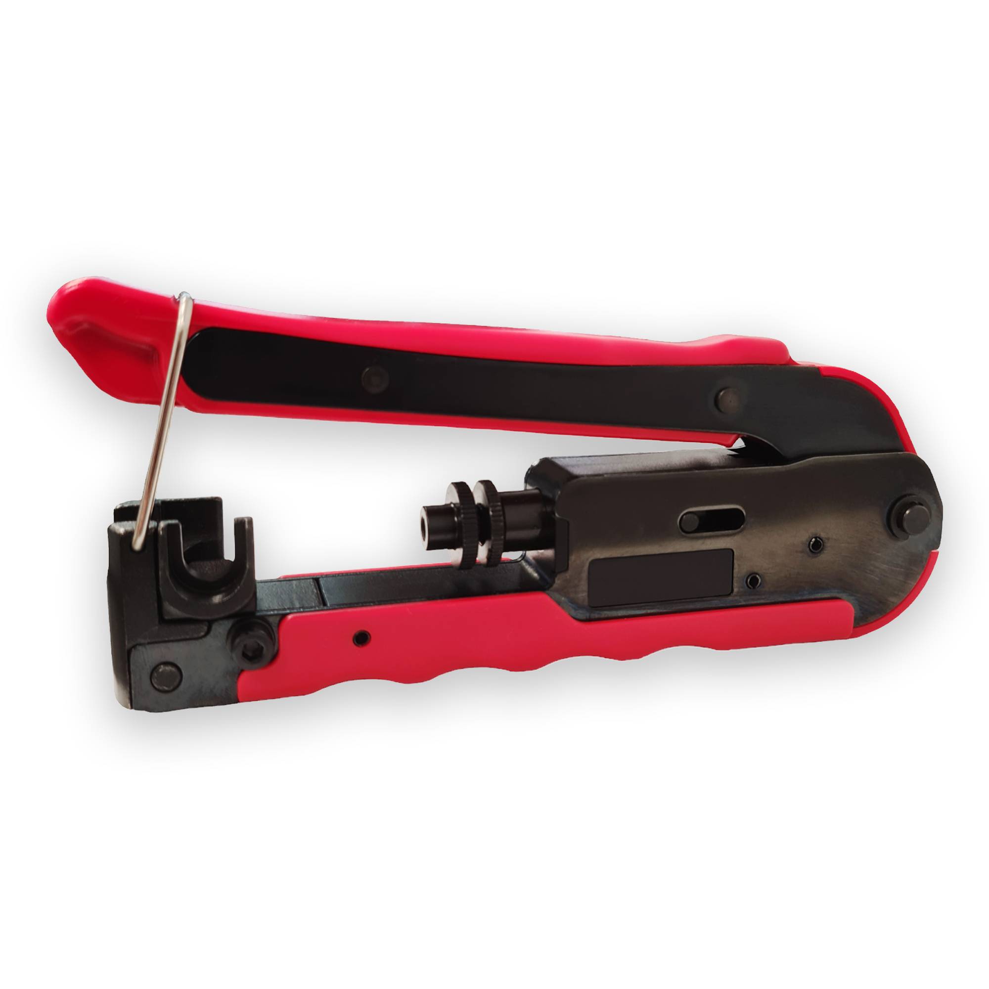 PremiumX Kompressionszange Set – Crimpzange, Abisolierwerkzeug Abisolierer, Aufdrehhilfe für F-Stecker RG-59, RG-6, RG-11 für SAT Kabel Koaxialkab