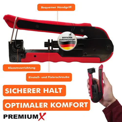 PremiumX XCon CT-200 Kompressionszange Presszange Zange F-Kompressionsstecker F-Stecker Koaxialkabel RG59 RG6 RG11 SAT TV Kabel Antennenkabel PremiumX XCon CT-200 Kompressionszange Presszange Zange F-Kompressionsstecker F-Stecker Koaxialkabel RG59 RG6 RG11 SAT TV Kabel Antennenkabel