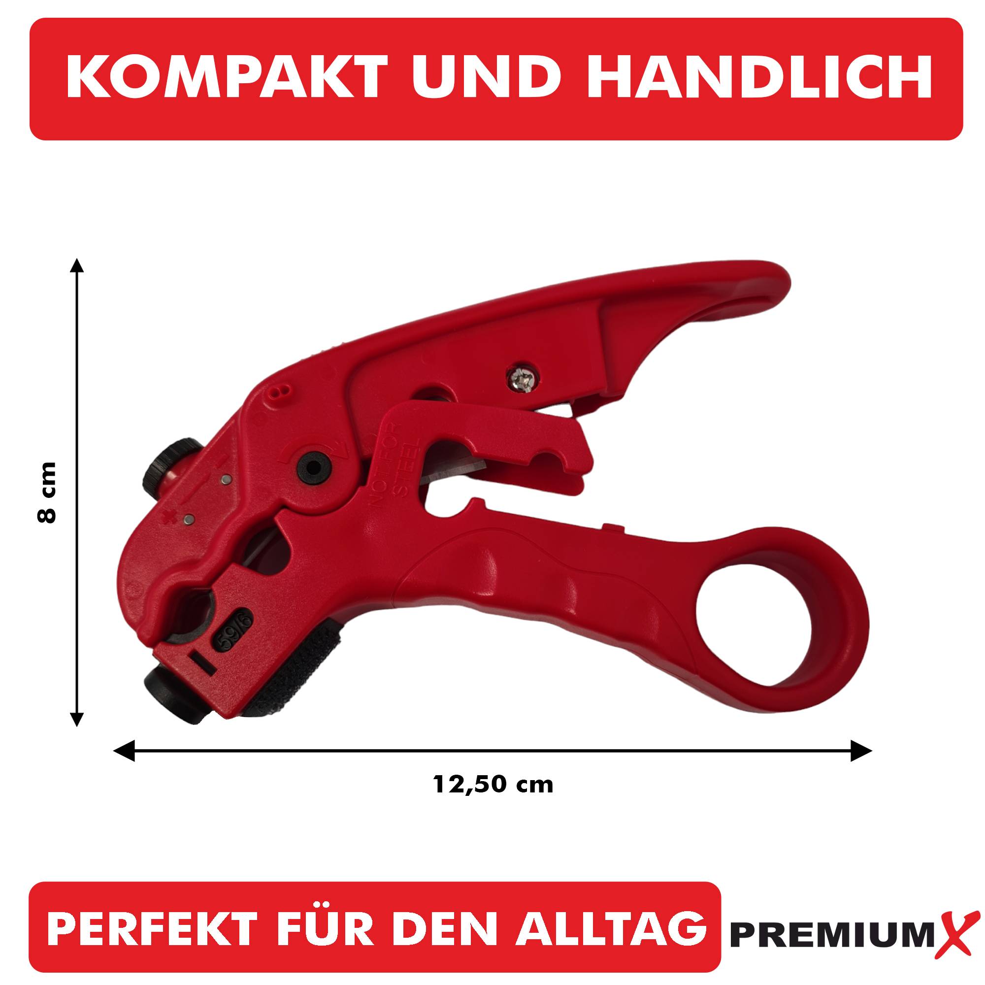PremiumX Abisolierer XCon CS-100 Universal 2-Stufen Abisolierwerkzeug Kabel Netzwerkkabel Koaxialkabel Kabelwerkzeug Entmanteler