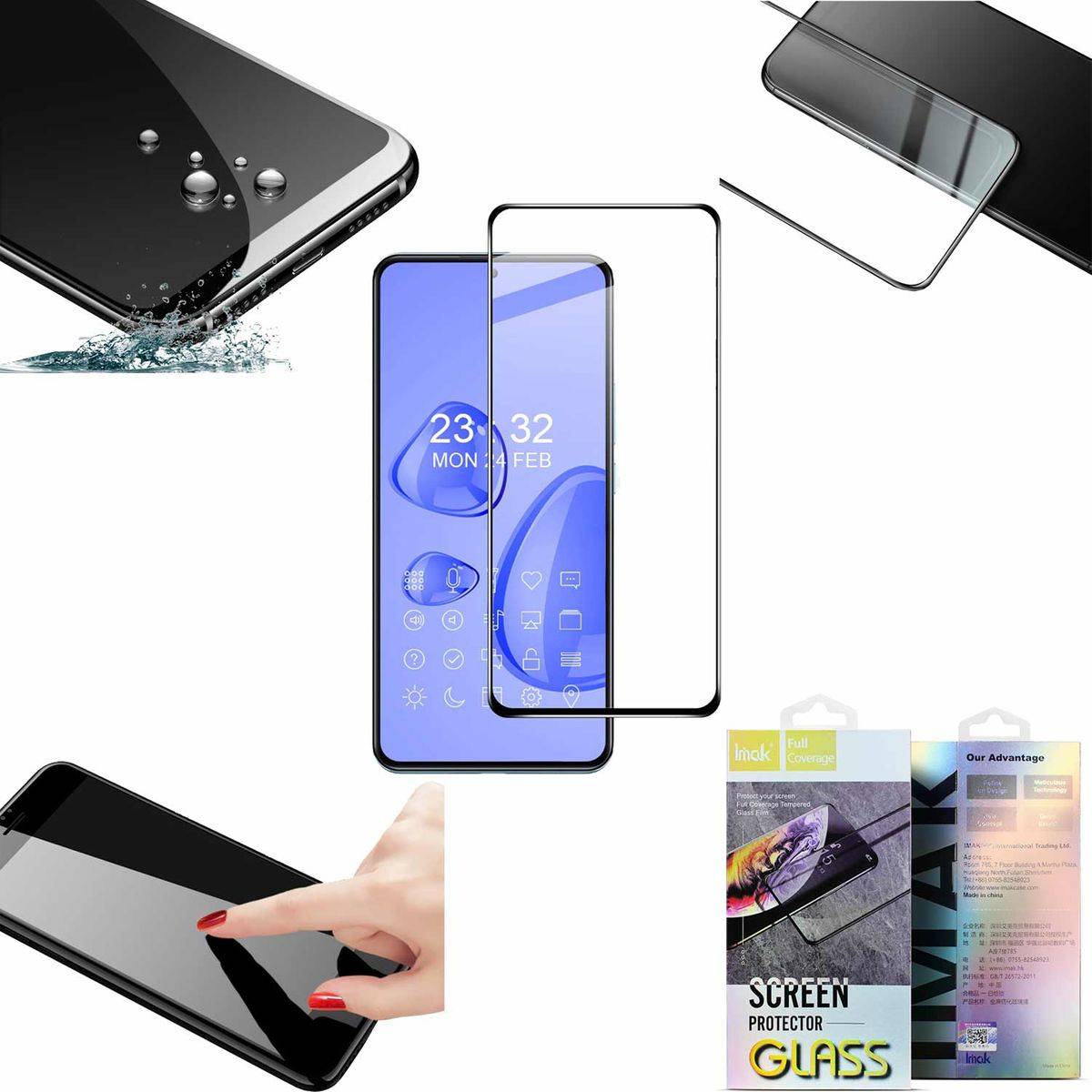 Für Xiaomi 12T / 12T Pro 3D Premium 0,3 mm H9 Hart Glas Schwarz Folie Schutz Hülle Neu