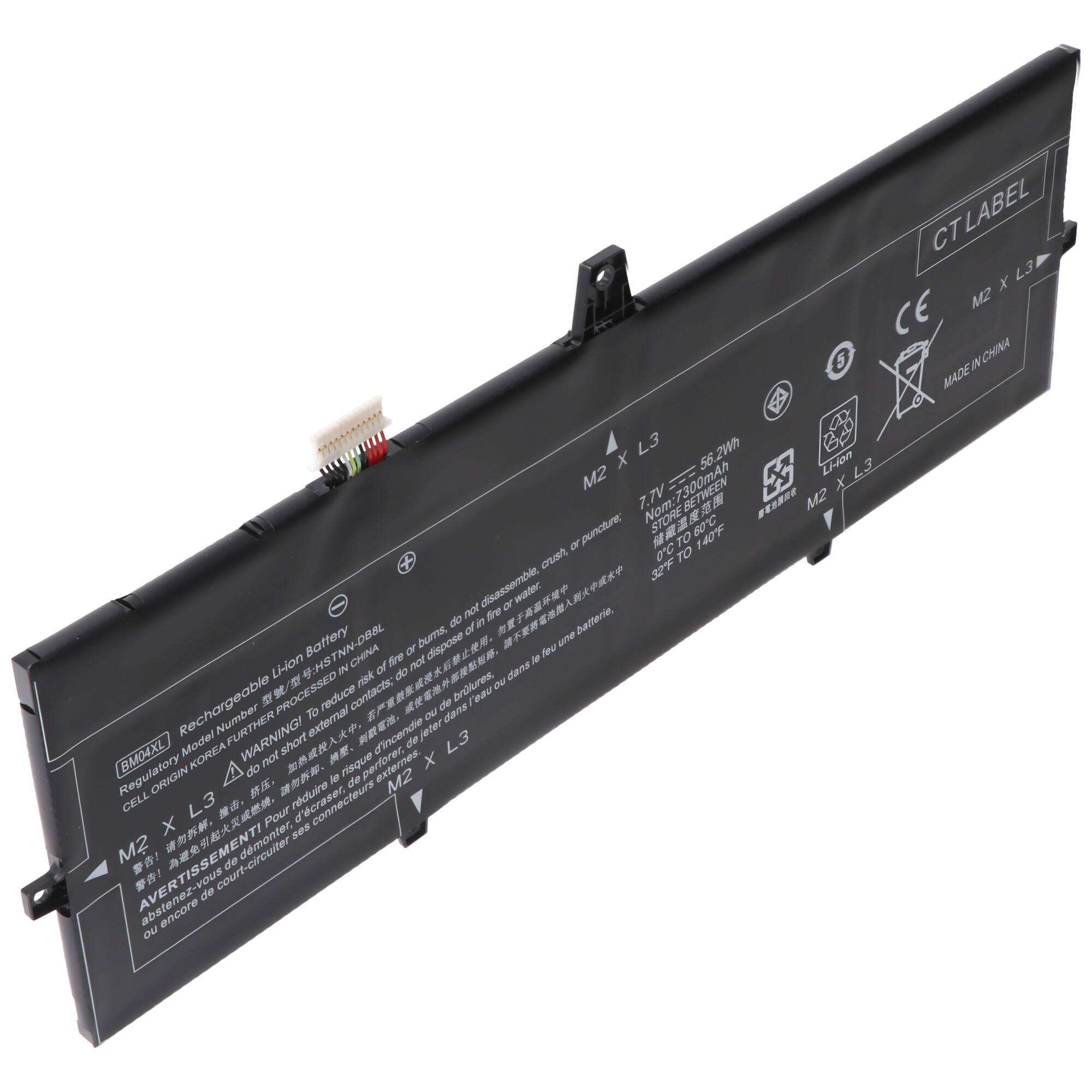 Akku passend für HP EliteBook x360 1030 G3, Li-Polymer, 7,7V, 7300mAh, 56,2Wh