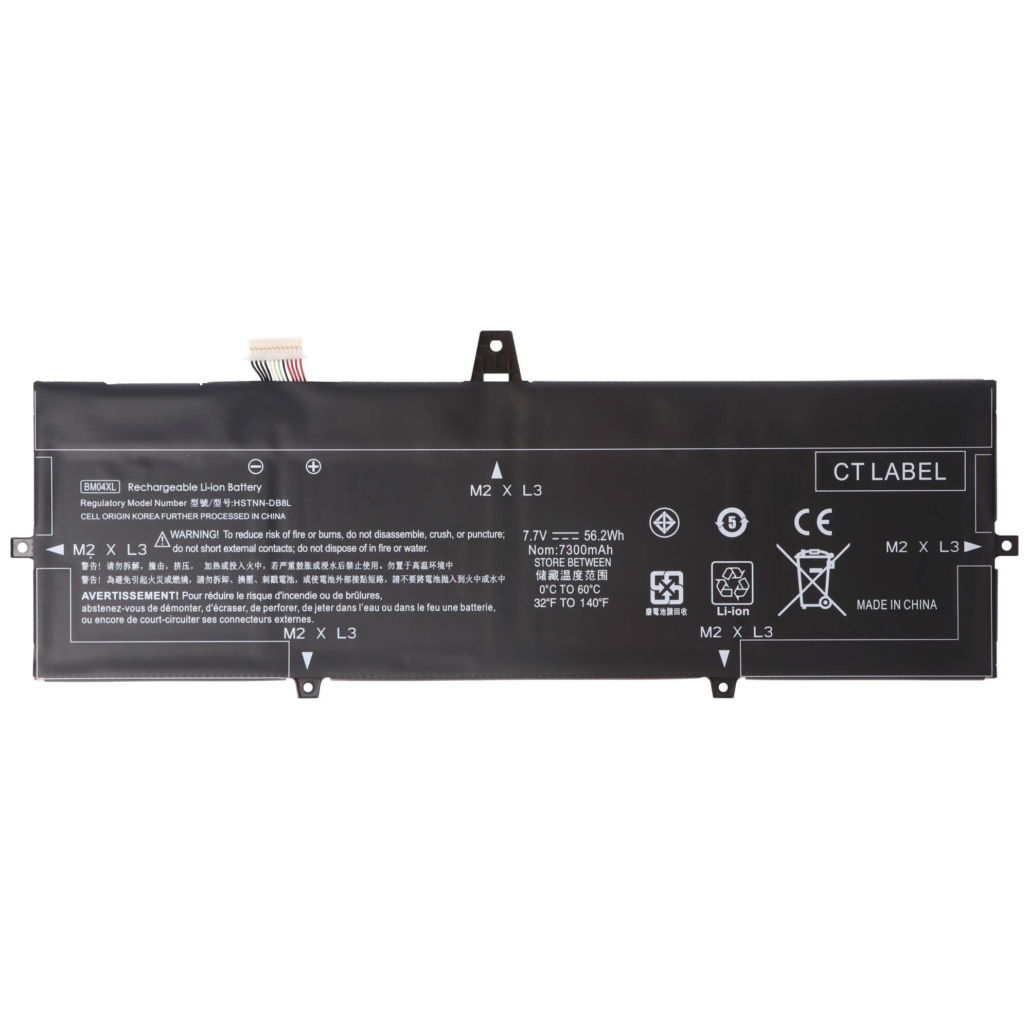 Akku passend für HP EliteBook x360 1030 G3, Li-Polymer, 7,7V, 7300mAh, 56,2Wh