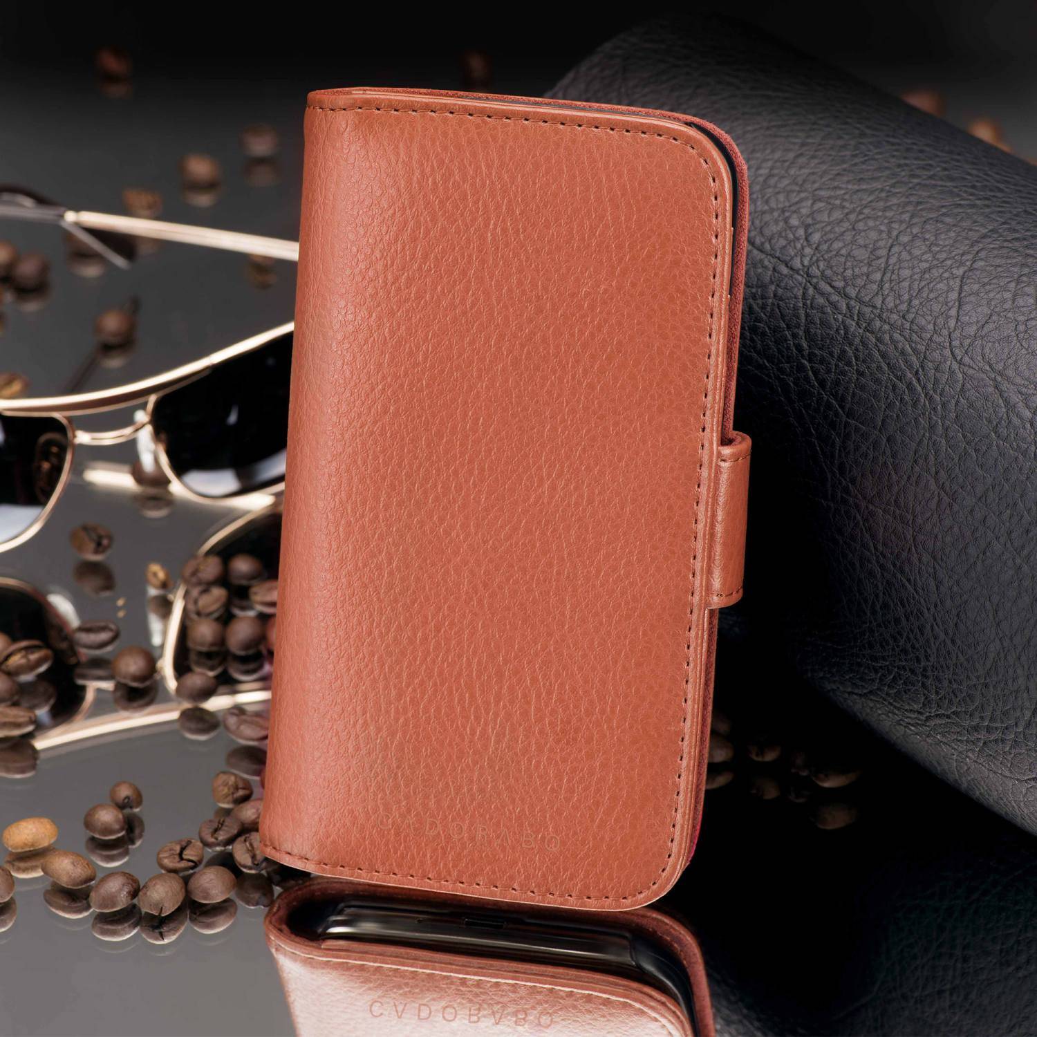 Cadorabo Hülle für Apple iPhone 13 MINI in Braun Backcover Handy Schutz Hülle Book Case Booklet Kartenfächer