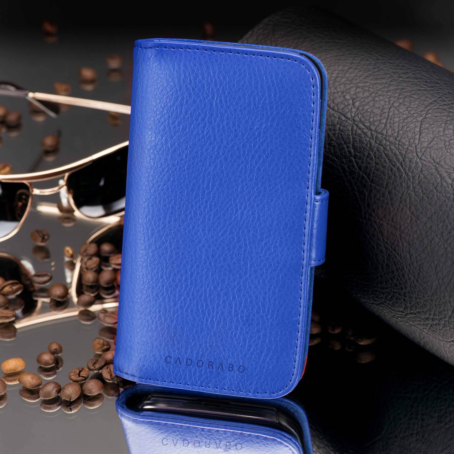 Cadorabo Hülle für Apple iPhone 13 PRO in Blau Backcover Handy Schutz Hülle Book Case Booklet Kartenfächer