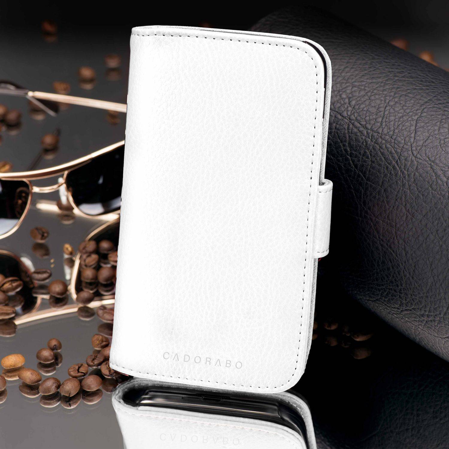 Cadorabo Hülle für Apple iPhone 13 PRO in Weiß Backcover Handy Schutz Hülle Book Case Booklet Kartenfächer