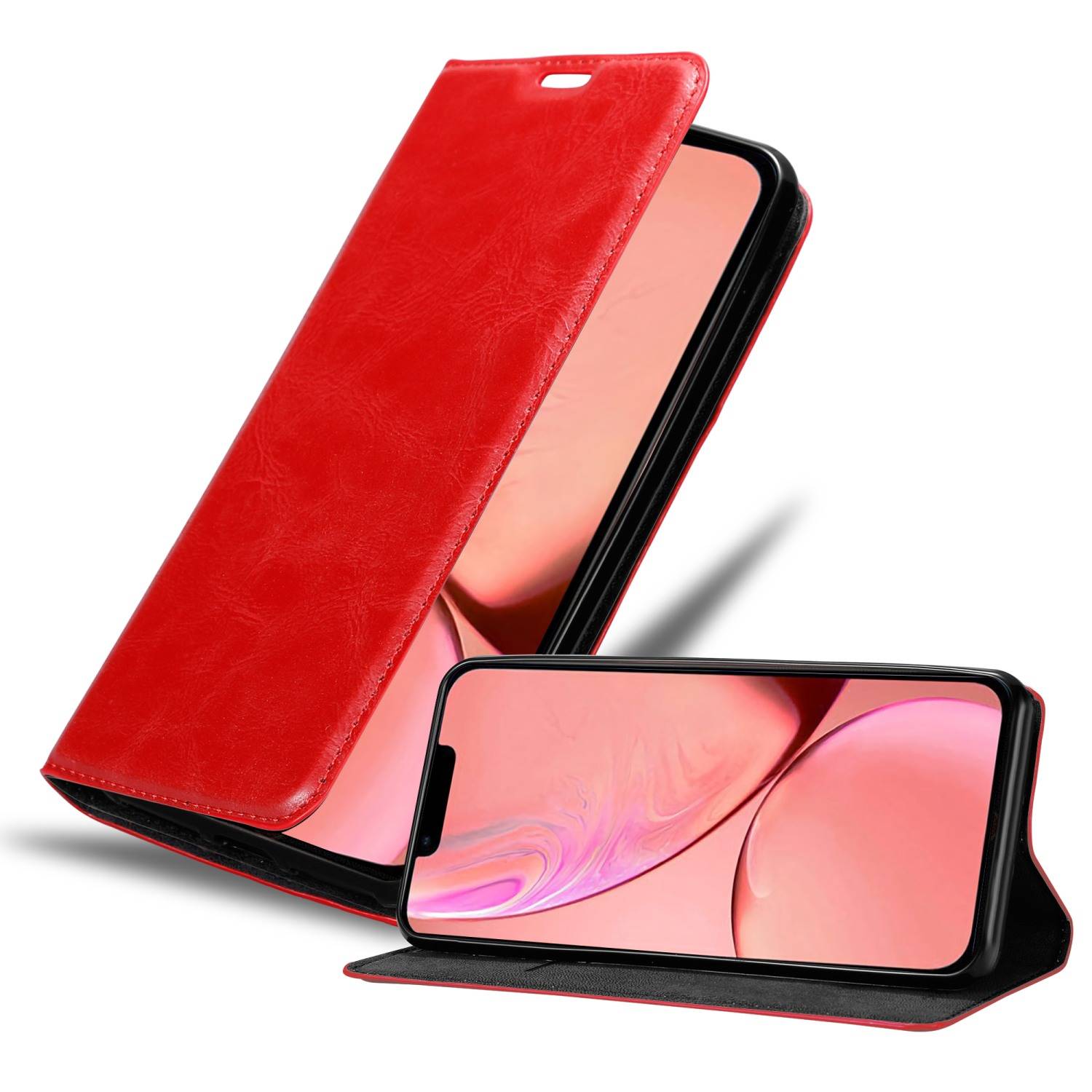 Cadorabo Hülle für Apple iPhone 13 MINI Schutz Hülle in Rot Handyhülle Etui Case Cover Magnetverschluss