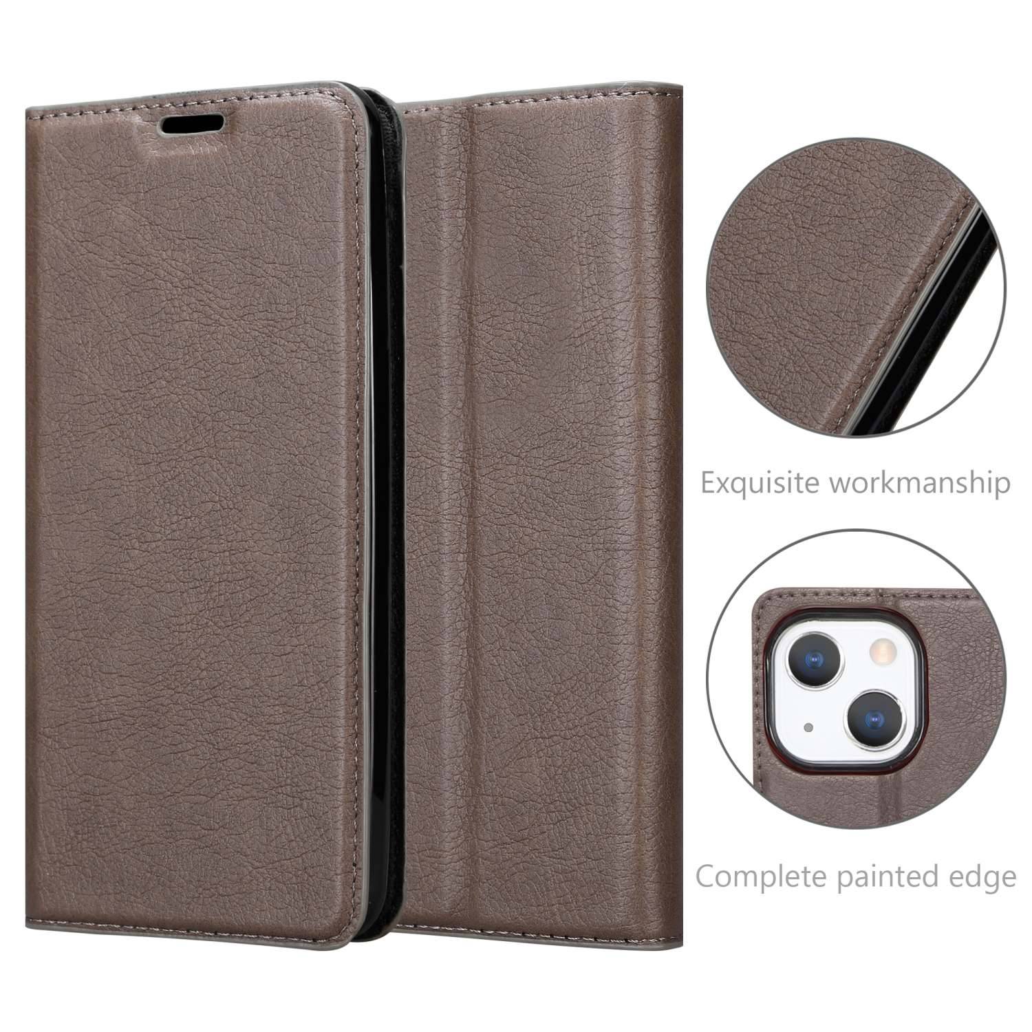 Cadorabo Hülle für Apple iPhone 13 MINI Schutz Hülle in Braun Handyhülle Etui Case Cover Magnetverschluss