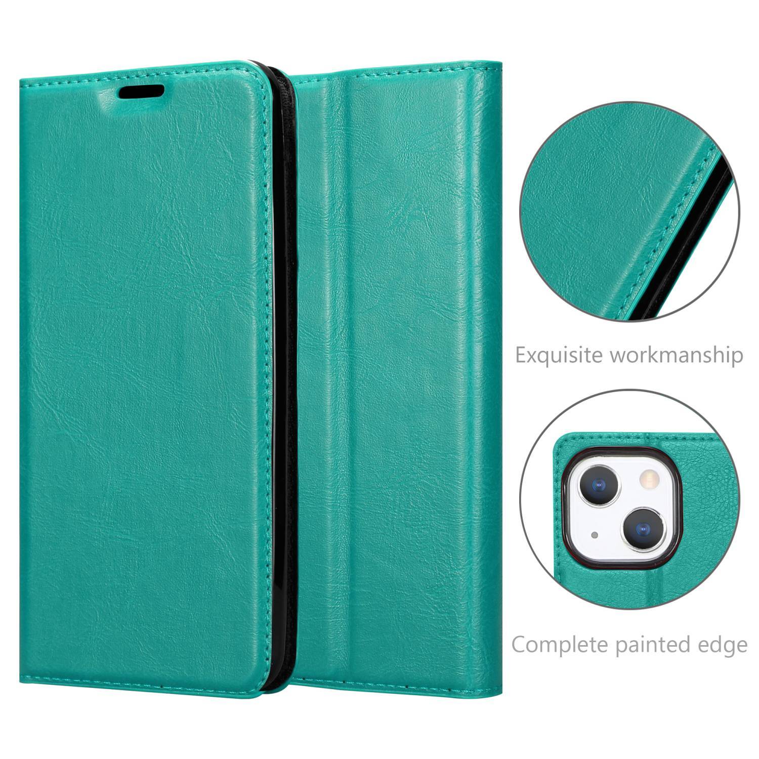 Cadorabo Hülle für Apple iPhone 13 MINI Schutz Hülle in Türkis Handyhülle Etui Case Cover Magnetverschluss