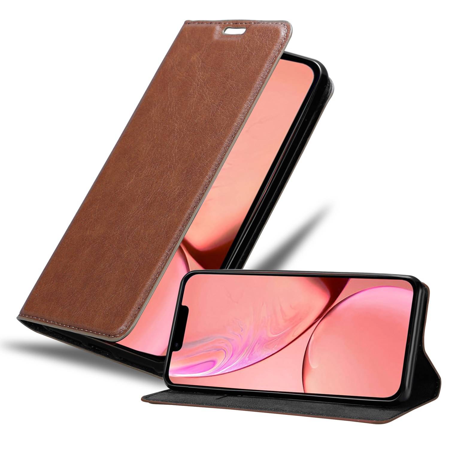 Cadorabo Hülle für Apple iPhone 13 MINI Schutz Hülle in Braun Handyhülle Etui Case Cover Magnetverschluss